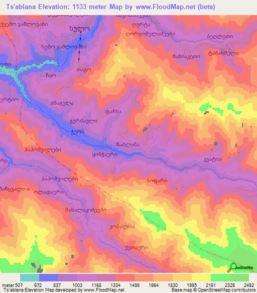 Ts'ablana,Georgia Elevation Map