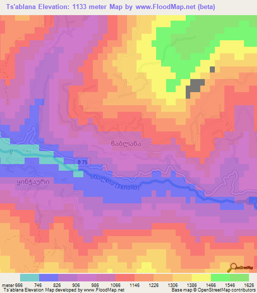 Ts'ablana,Georgia Elevation Map