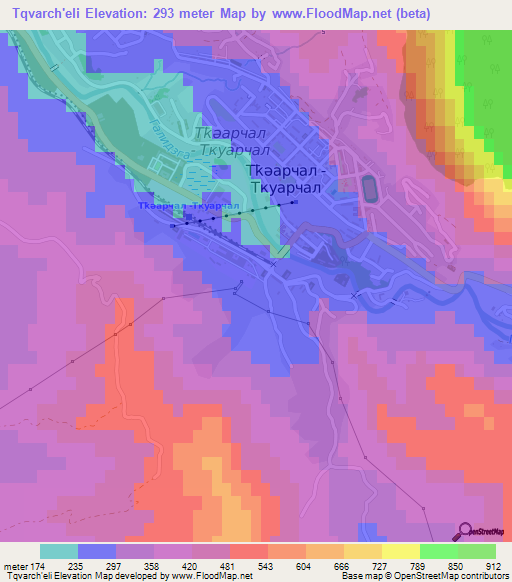 Tqvarch'eli,Georgia Elevation Map
