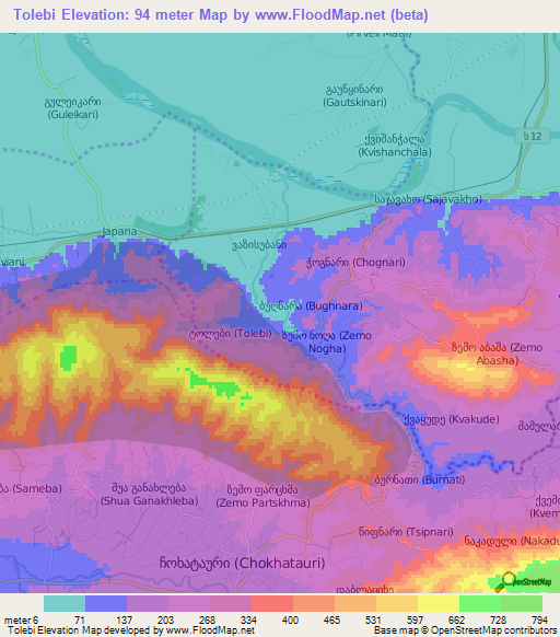 Tolebi,Georgia Elevation Map