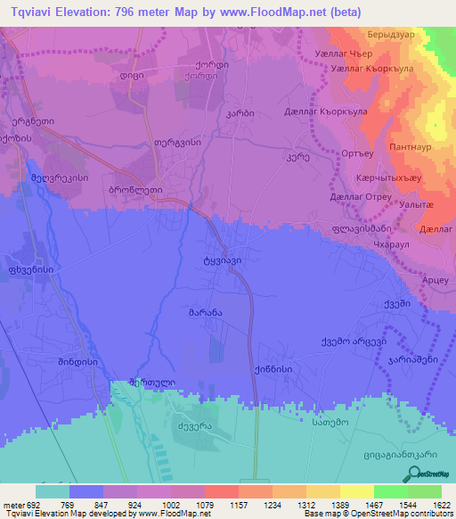 Tqviavi,Georgia Elevation Map