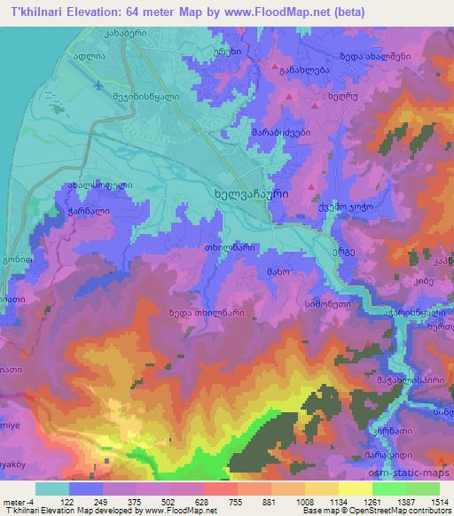 T'khilnari,Georgia Elevation Map