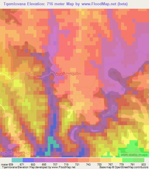 Tqemlovana,Georgia Elevation Map
