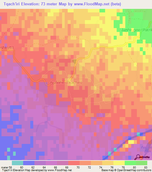 Tqach'iri,Georgia Elevation Map