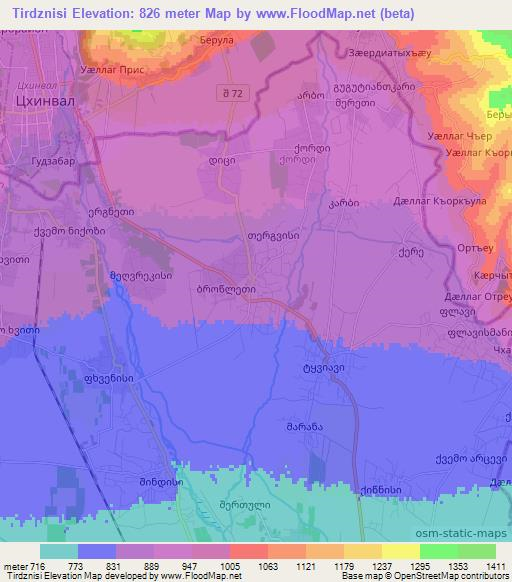 Tirdznisi,Georgia Elevation Map