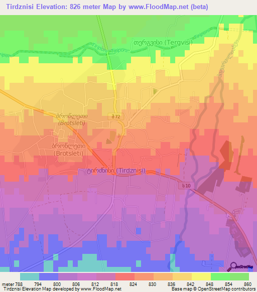 Tirdznisi,Georgia Elevation Map