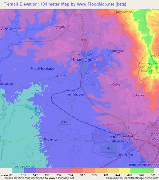T'ernali,Georgia Elevation Map