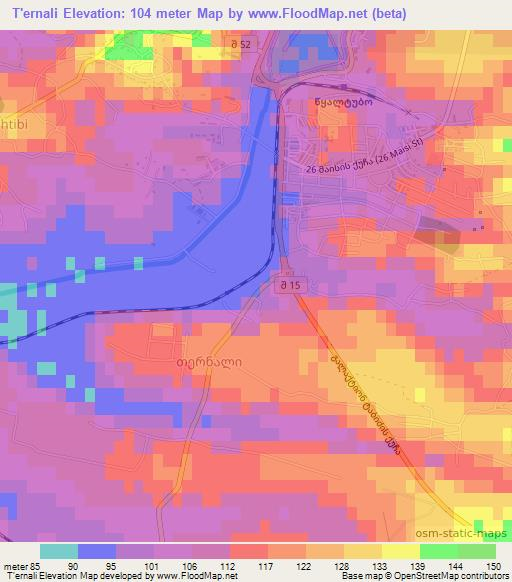 T'ernali,Georgia Elevation Map