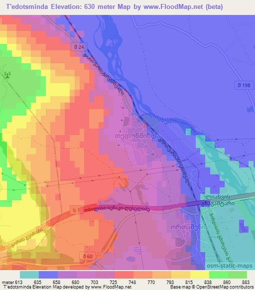 T'edotsminda,Georgia Elevation Map