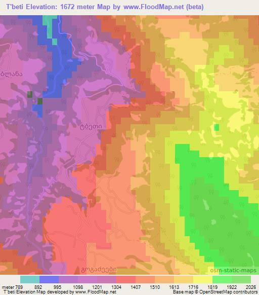 T'beti,Georgia Elevation Map