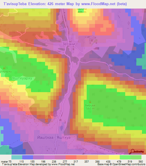 T'avisup'leba,Georgia Elevation Map