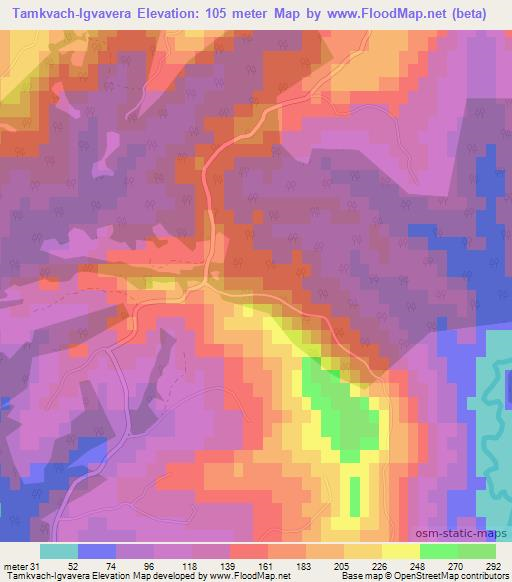 Tamkvach-Igvavera,Georgia Elevation Map