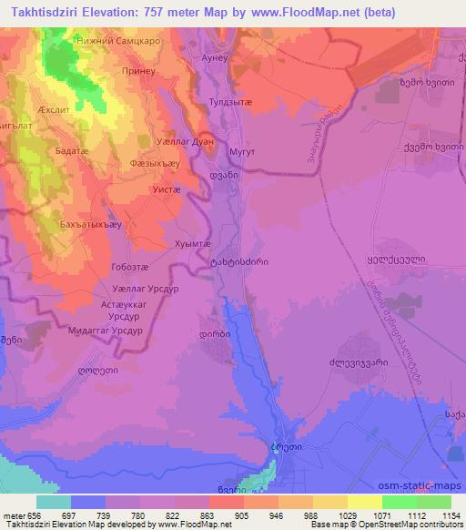 Takhtisdziri,Georgia Elevation Map