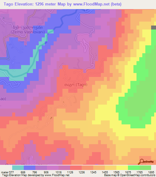 Tago,Georgia Elevation Map