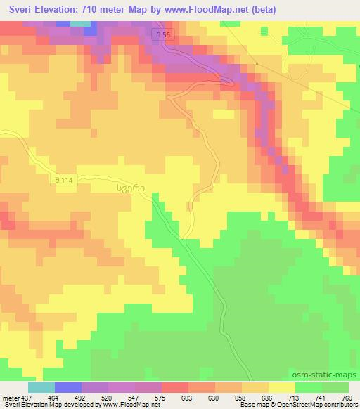 Sveri,Georgia Elevation Map