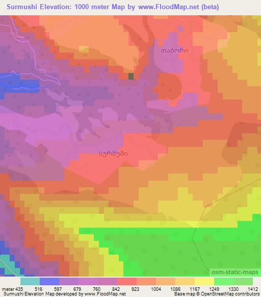 Surmushi,Georgia Elevation Map
