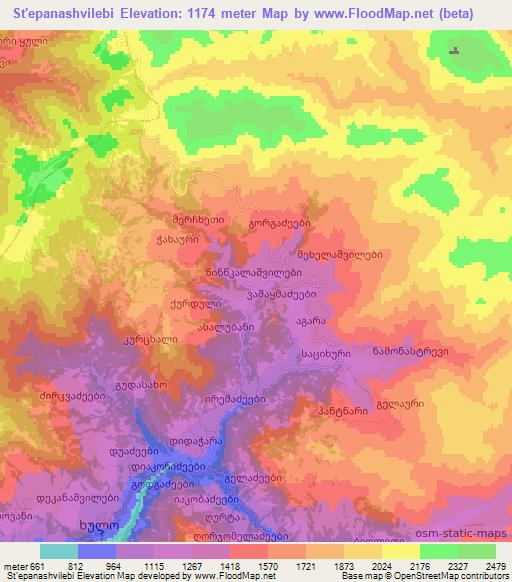 St'epanashvilebi,Georgia Elevation Map