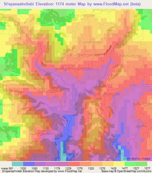 St'epanashvilebi,Georgia Elevation Map