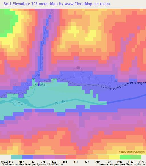 Sori,Georgia Elevation Map