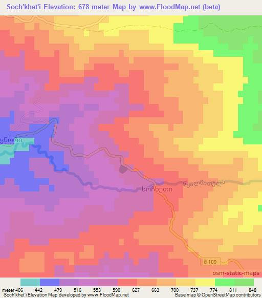 Soch'khet'i,Georgia Elevation Map