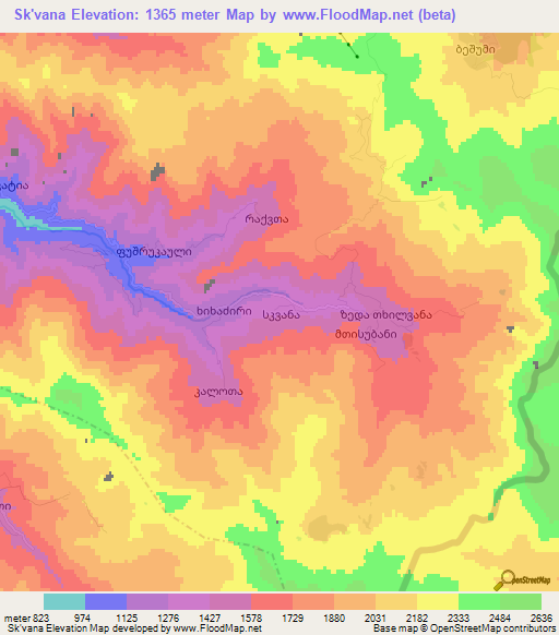 Sk'vana,Georgia Elevation Map