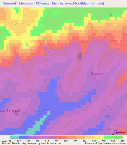 Simonet'i,Georgia Elevation Map