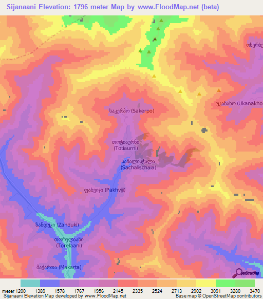 Sijanaani,Georgia Elevation Map