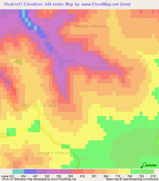 Shuk'rut'i,Georgia Elevation Map