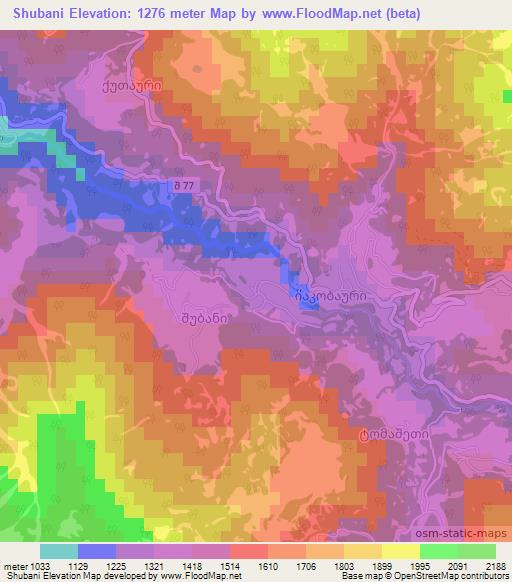 Shubani,Georgia Elevation Map