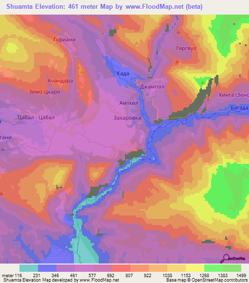 Shuamta,Georgia Elevation Map