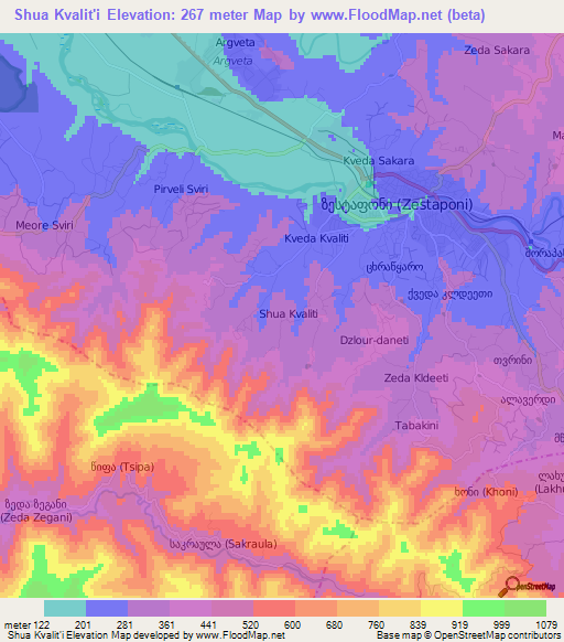 Shua Kvalit'i,Georgia Elevation Map