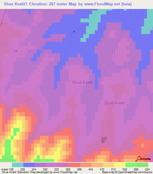 Shua Kvalit'i,Georgia Elevation Map