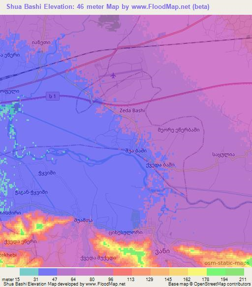 Shua Bashi,Georgia Elevation Map