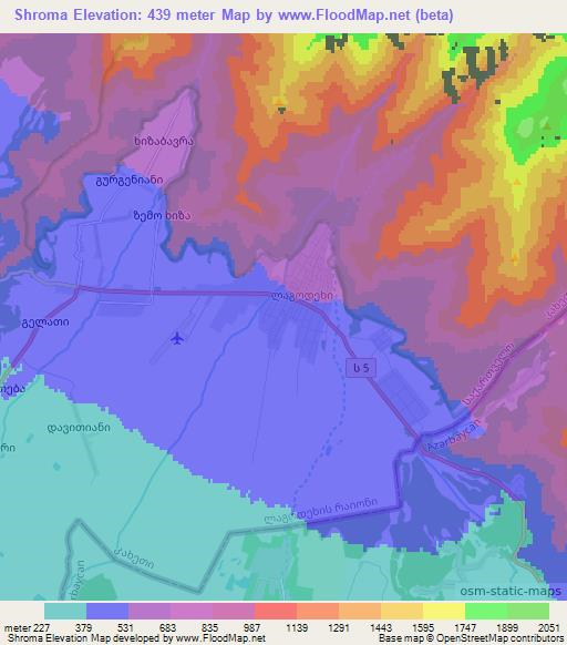 Shroma,Georgia Elevation Map