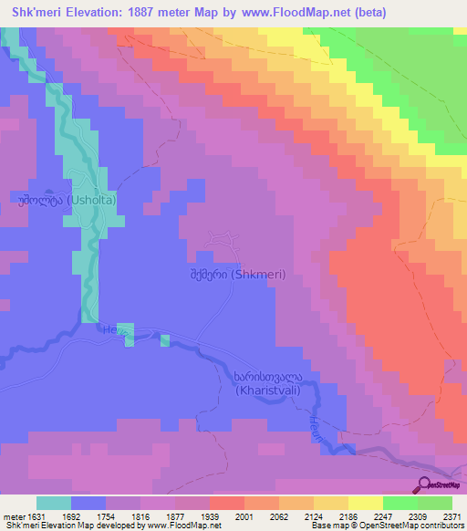 Shk'meri,Georgia Elevation Map