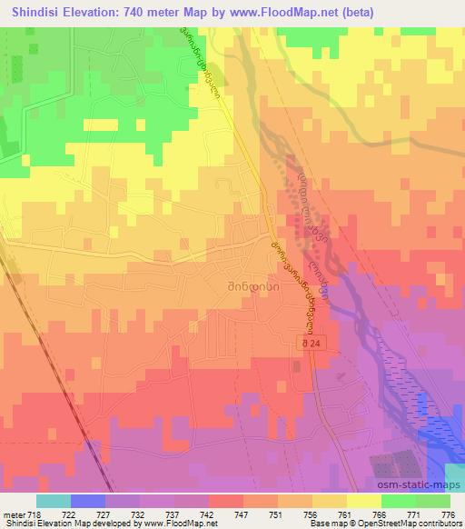 Shindisi,Georgia Elevation Map