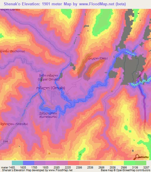 Shenak'o,Georgia Elevation Map