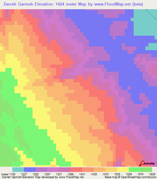Darreh Garmeh,Iran Elevation Map