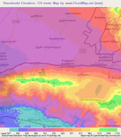 Shavshvebi,Georgia Elevation Map