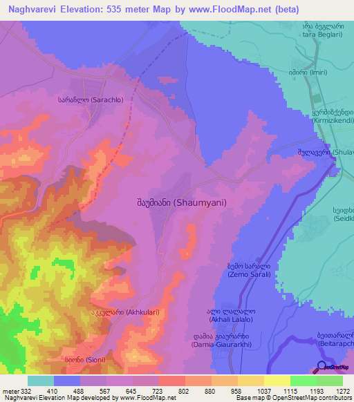 Naghvarevi,Georgia Elevation Map