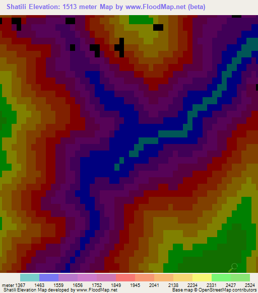 Shatili,Georgia Elevation Map