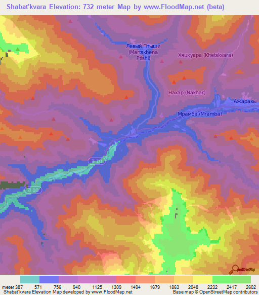 Shabat'kvara,Georgia Elevation Map