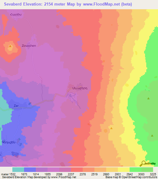 Sevaberd,Armenia Elevation Map