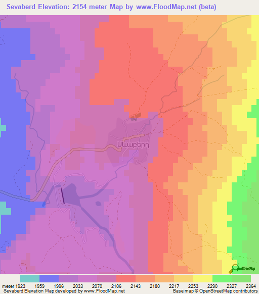 Sevaberd,Armenia Elevation Map