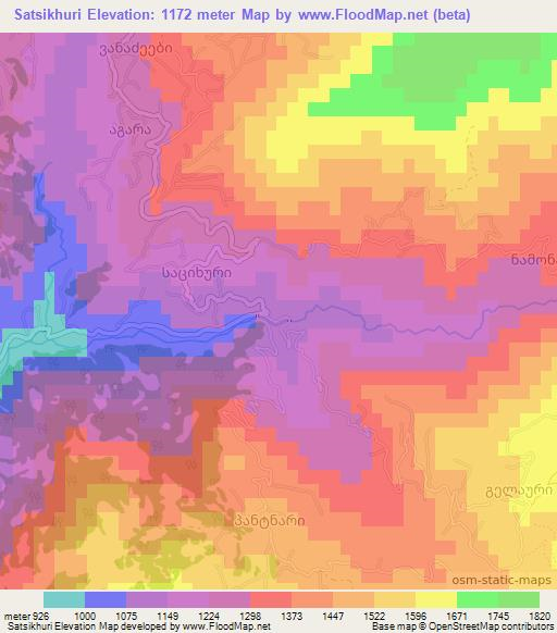Satsikhuri,Georgia Elevation Map