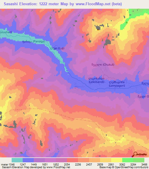 Sasashi,Georgia Elevation Map