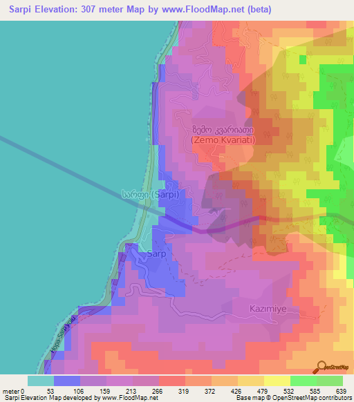 Sarpi,Georgia Elevation Map