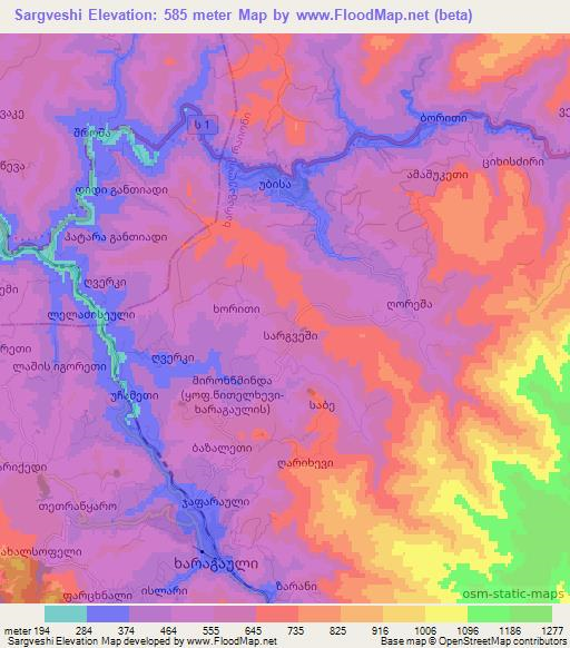 Sargveshi,Georgia Elevation Map