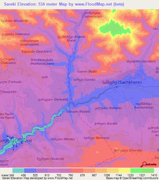 Sareki,Georgia Elevation Map