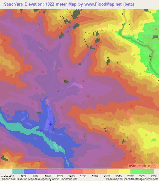 Sanch'ara,Georgia Elevation Map